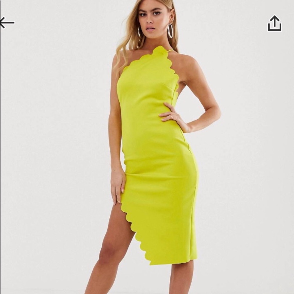 NWT ASOS neon dress with scalloped edges